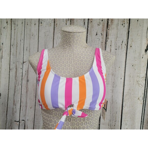 ALK Women's Large Salt + Cove Multicolor Tie Front Bikini Top Swimsuit 1 Piece - Picture 1 of 7